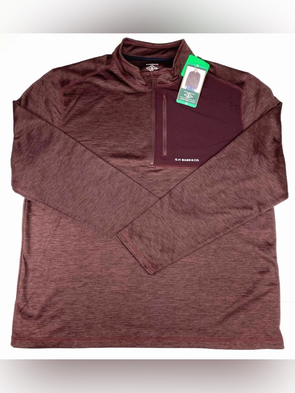 G.H. Bass & Co. Men's Long-Sleeve Quarter-Zip Shirt Jacket - Deep Burgundy XL